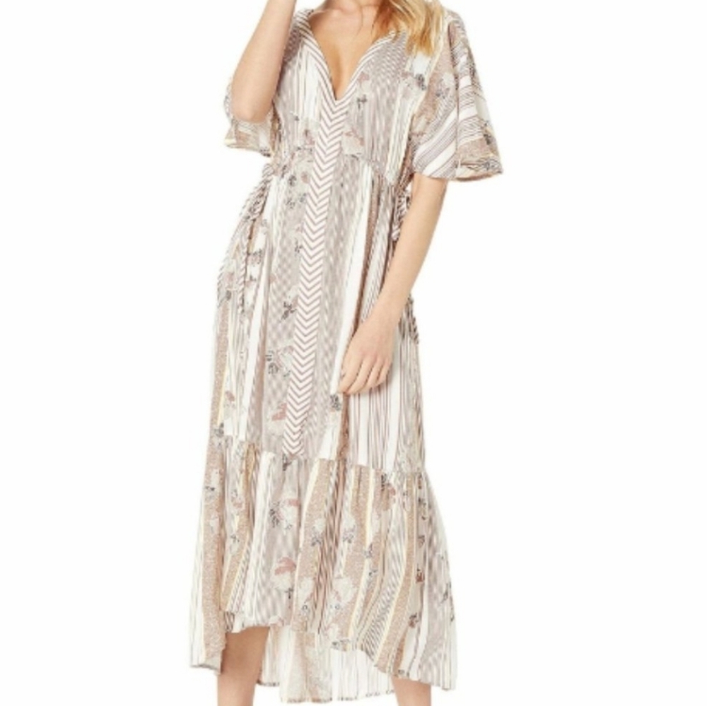 S (Medium) Oneill Angie Dress Floral Stripe Boho Hippie Flowy 70s Maxi